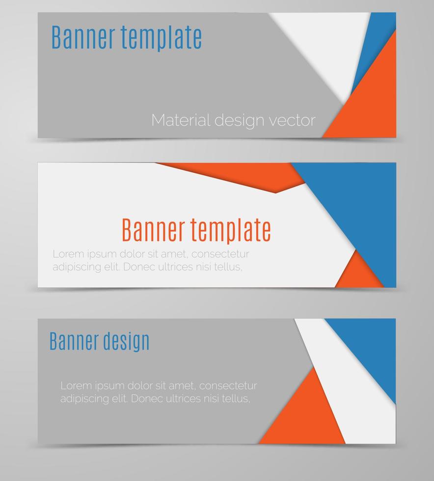 Simple  colorful vector banners set  in material design style