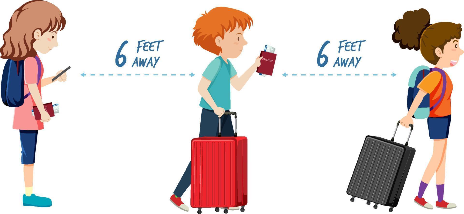 People standing in line and keep distancing 5474362 Vector Art at Vecteezy