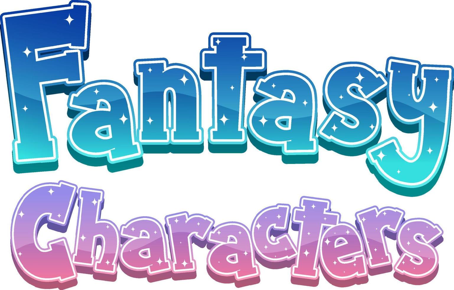 Fantasy Characters text word in cartoon style vector