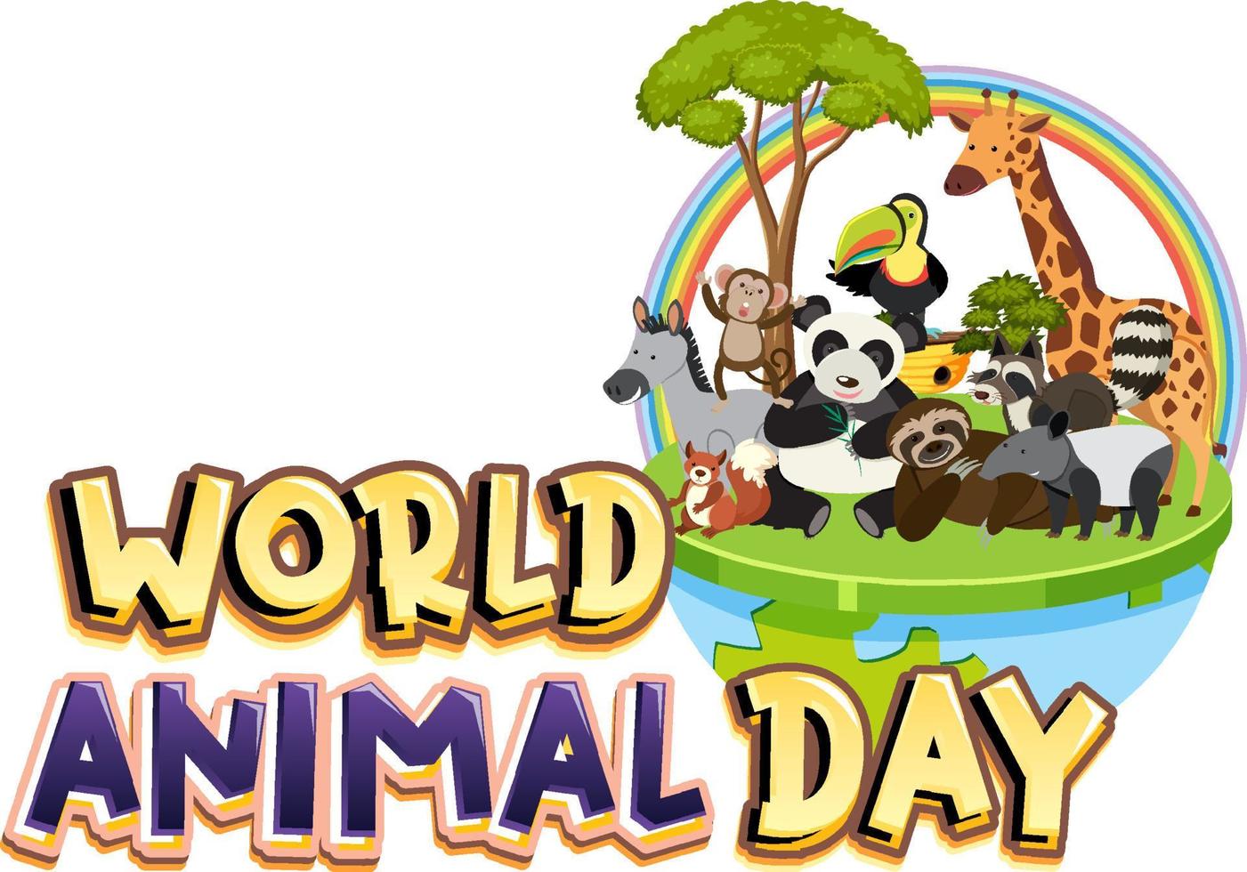 logotipo del día mundial de los animales con animales africanos vector