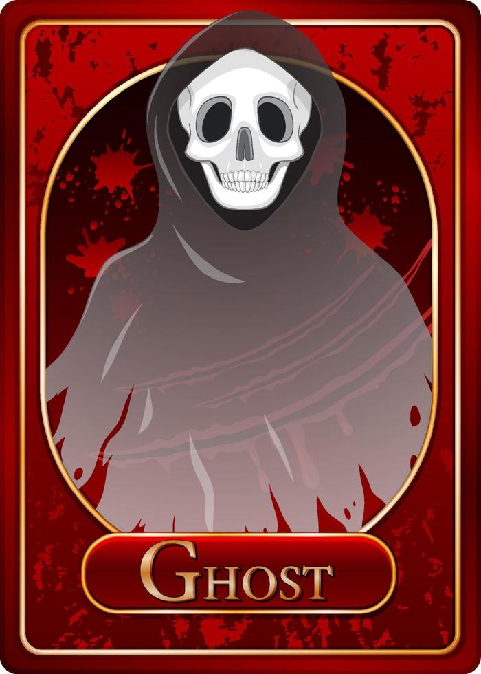 Scary ghost character game card template vector