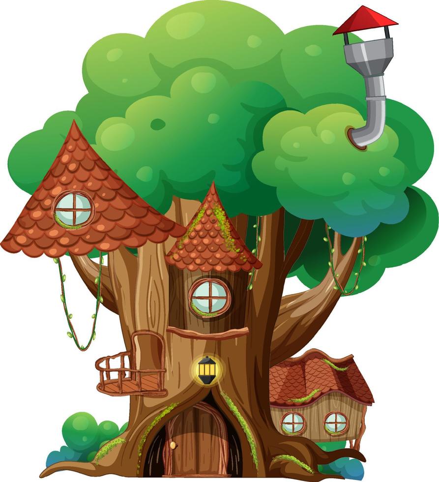 Fantasy tree house inside tree trunk vector