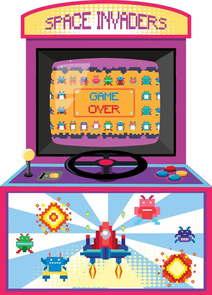 Retro arcade cabinet isolated on white background vector