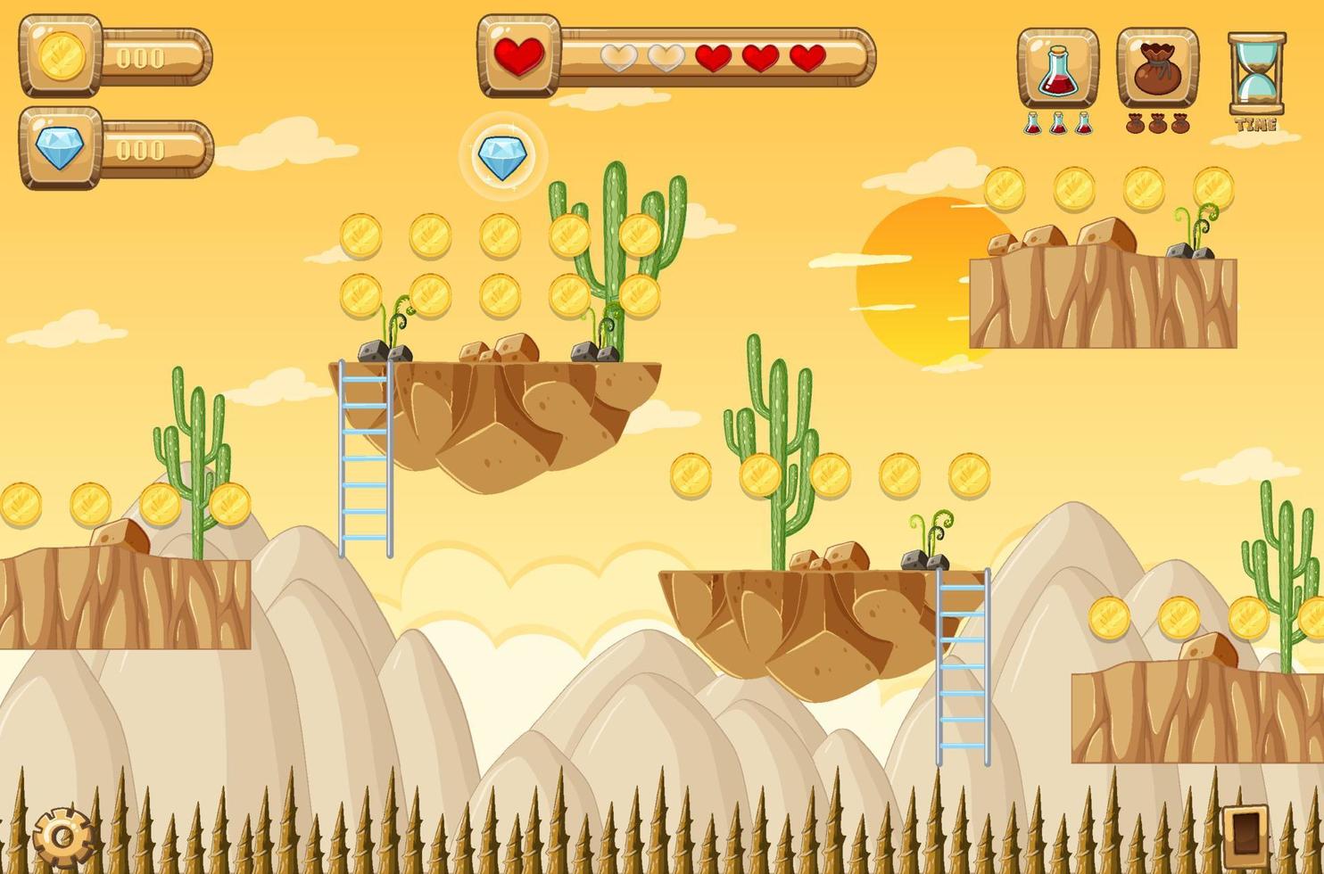 A Game Template Desert Scene vector