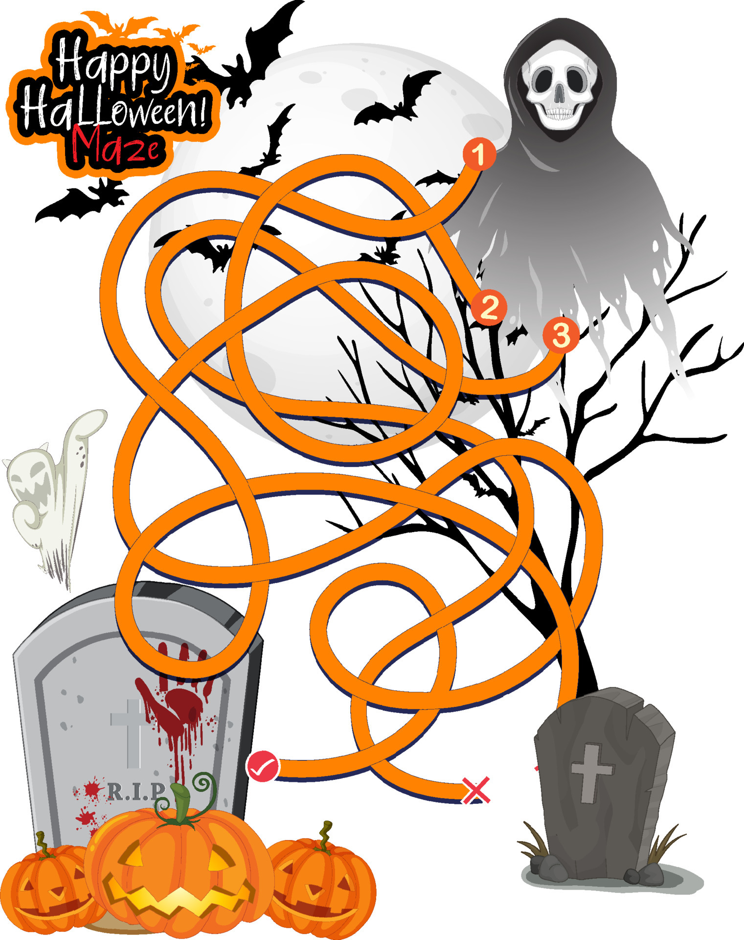 Happy Halloween maze game template 5474442 Vector Art at Vecteezy