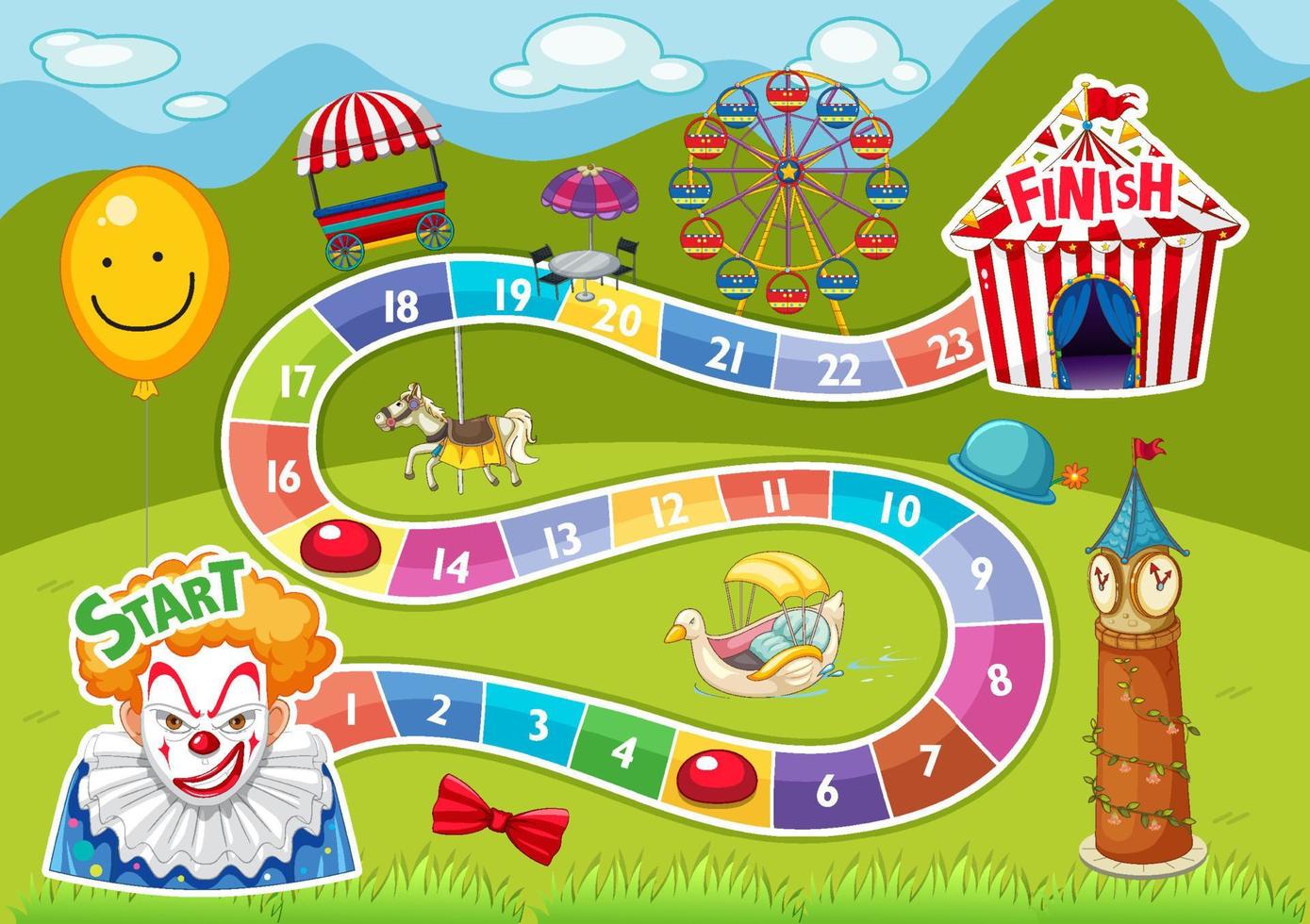 Counting number game template in circus theme vector