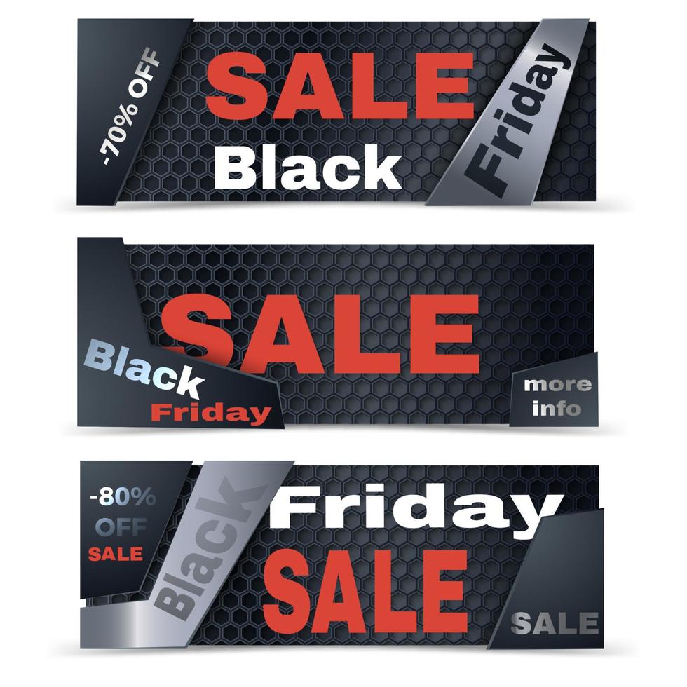 Black friday sale. Colorful hi-tech banner vector set