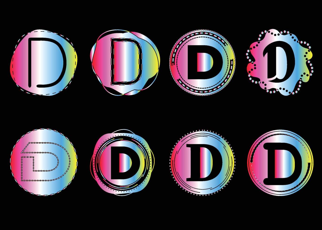 D letter logo and icon design bundle vector