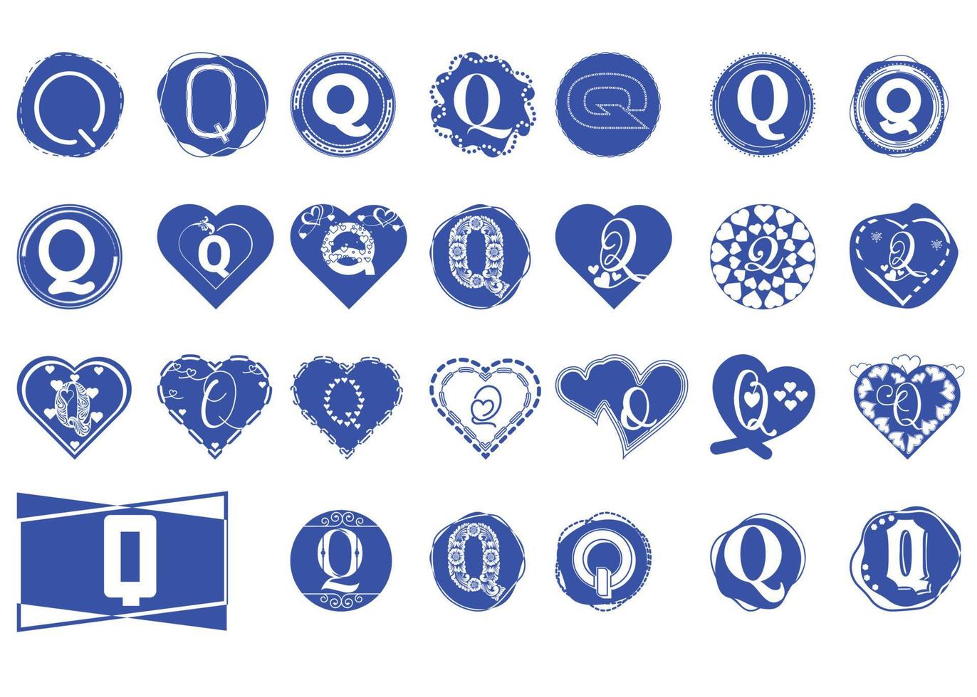 Q letter logo and icon design bundle vector