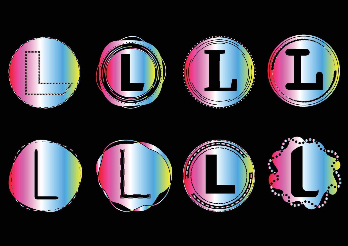 L letter logo and icon design bundle vector