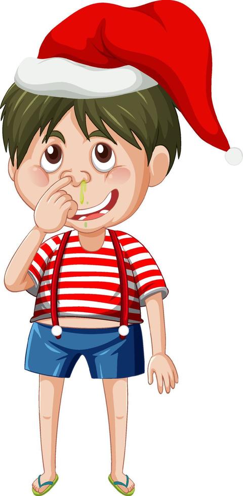 Cute boy in Christmas costume cartoon character vector