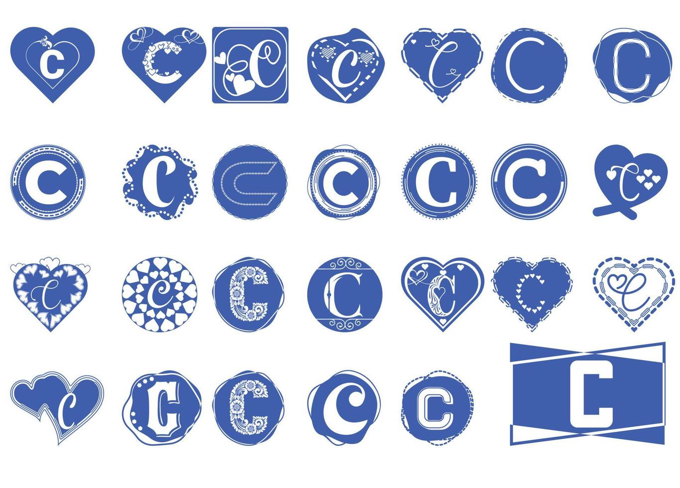 C letter logo and icon design bundle vector