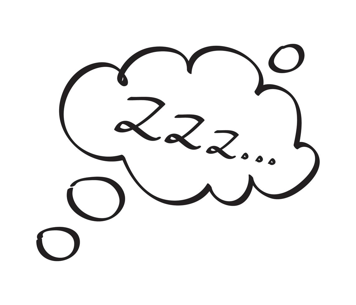 sueño zzzz vector conjunto en conjunto de garabatos dibujados a mano. icono de insomnio en el estilo de dibujo. garabato, sueño, símbolo