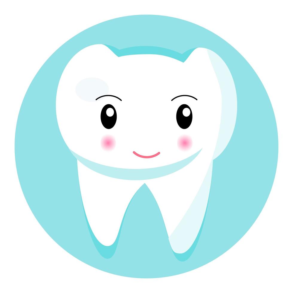 Cute smiling tooth icon. National Dental Hygiene month, week, day. Dentistry symbol vector for children. Happy funny tooth design for dentist