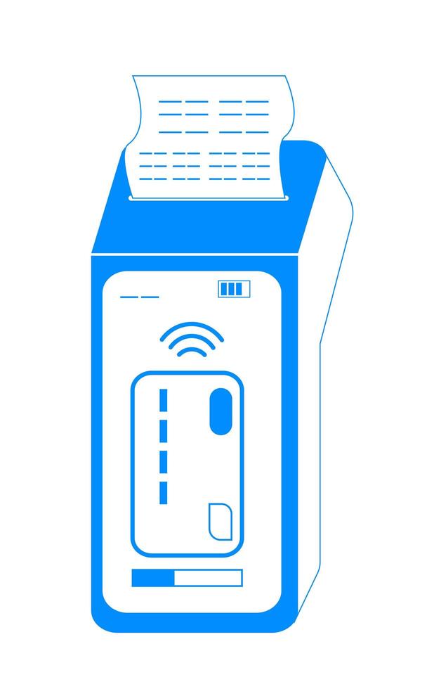 NFC terminal icon vector. NFC payments by bank credit card. POS terminal confirms the payment using smartphone. Contactless or wireless process of goods purchase. Online banking service for web vector