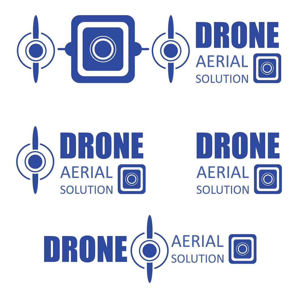 vector de icono de drone para empresa de servicios. plantillas de logotipos de drones voladores con cámara fotográfica. quadrocopter hacer fotografía.