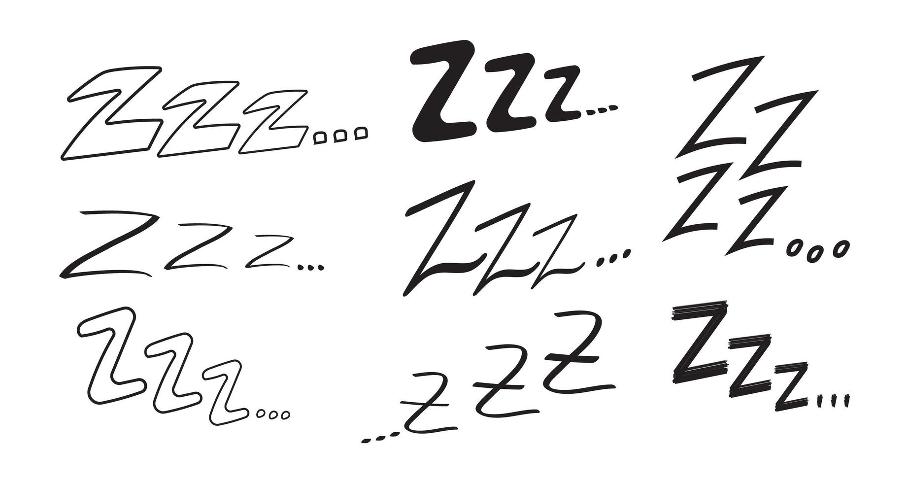 Sleep zzzz vector set in hand drawn doodle set. Insomnia icon in sketch style. Doodle sleepy symbol