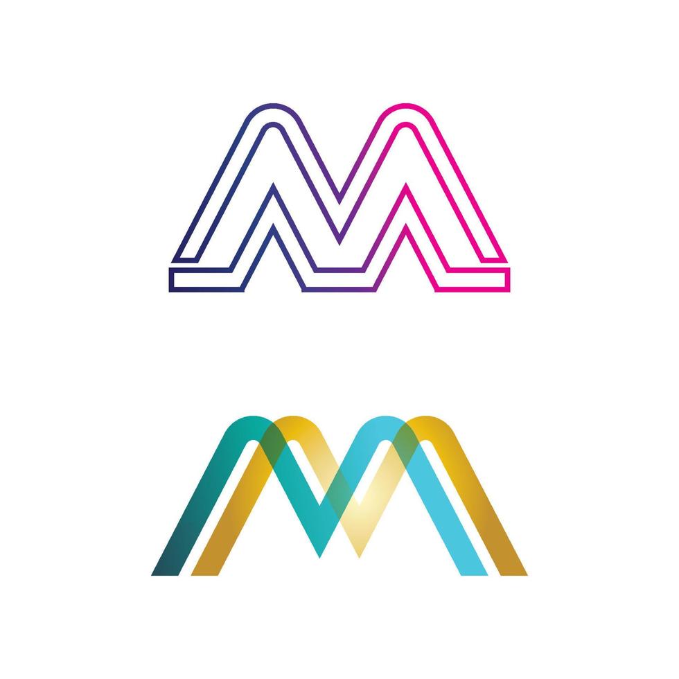 Mountain icon Logo and M font letter set design vector for business identity