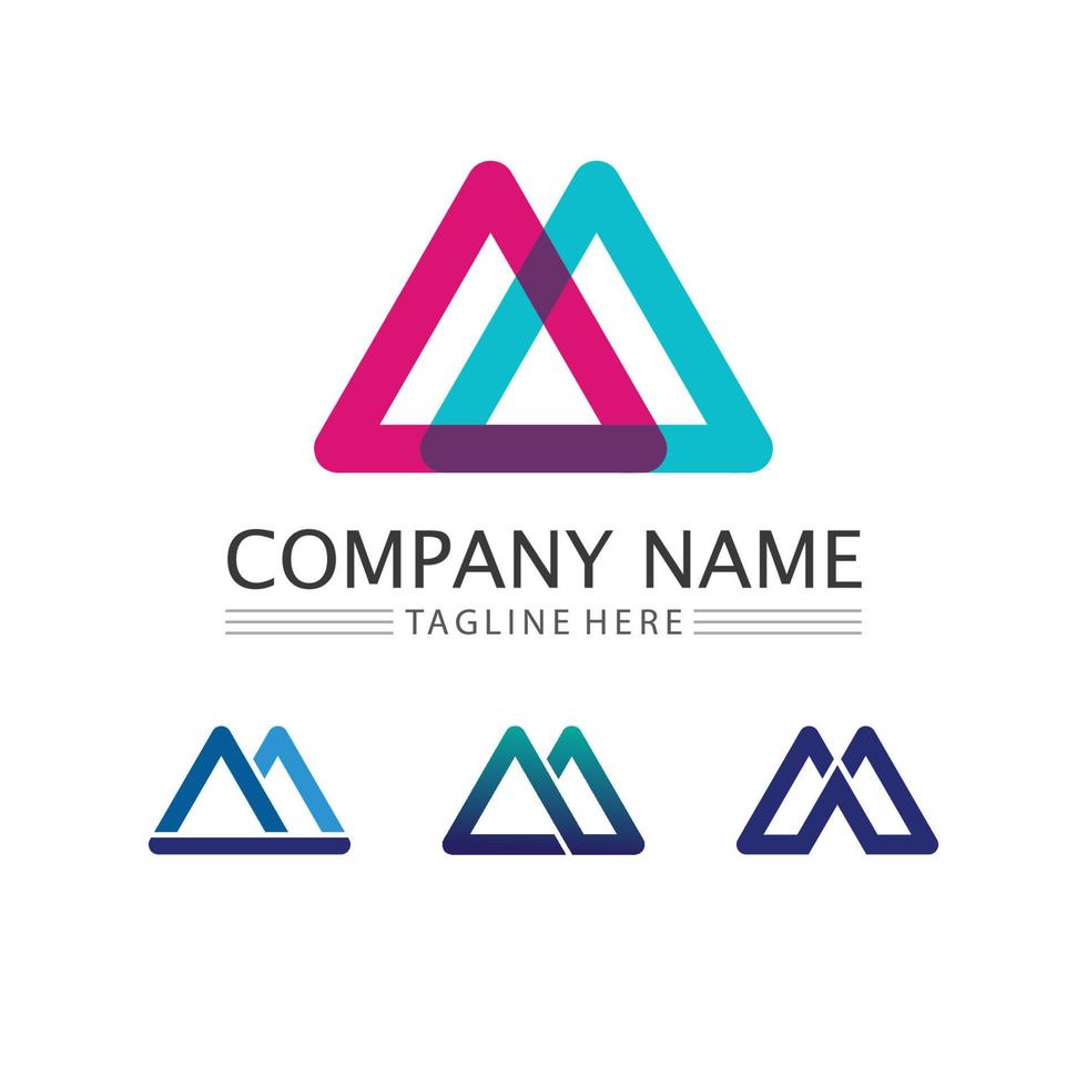 M Letter and font Logo Template business logo design and company set vector