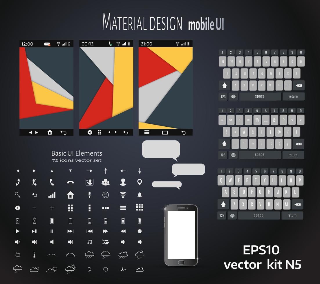 set of ui material design background vector