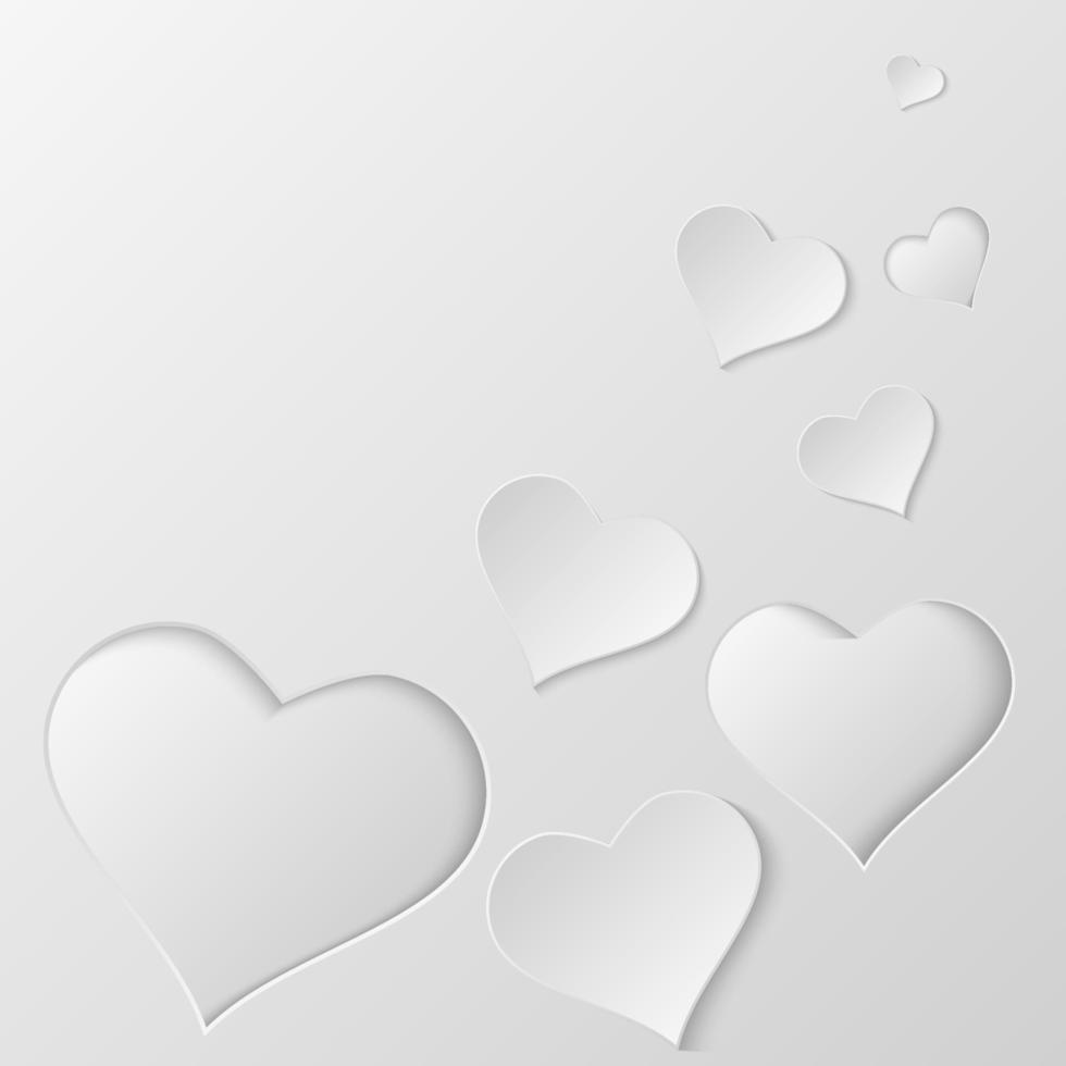 Paper cut hearts  vector background