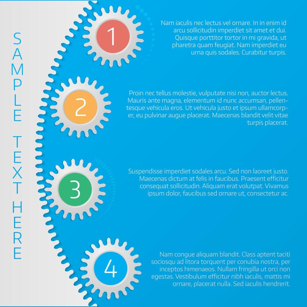 Infographics step by step in the form of gears vector