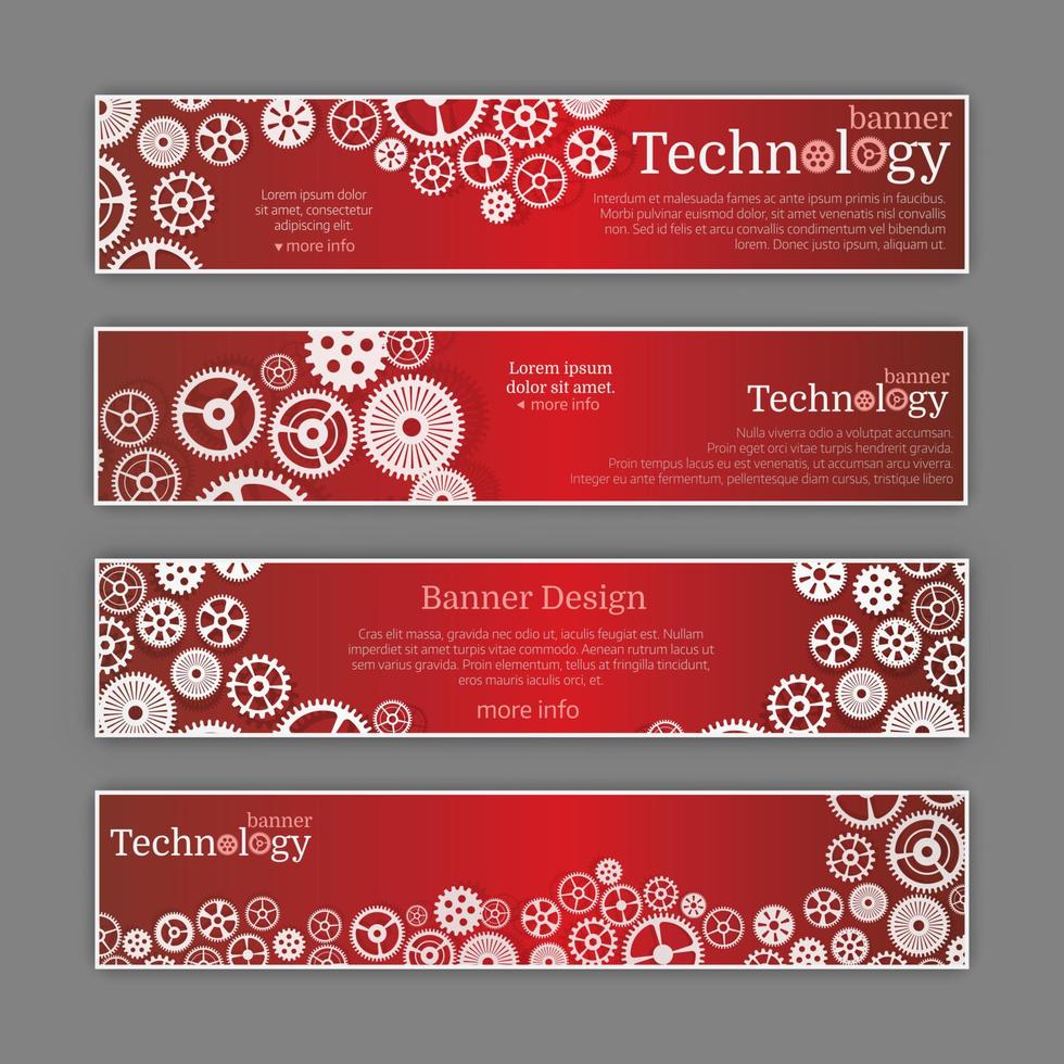 Vector abstract gear wheel and circuit board, banner set.