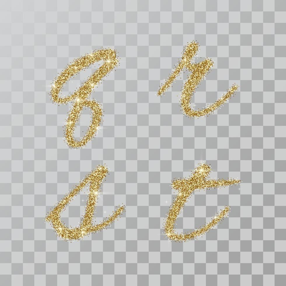 polvo de brillo dorado letras g, r, s, t en estilo pintado a mano vector