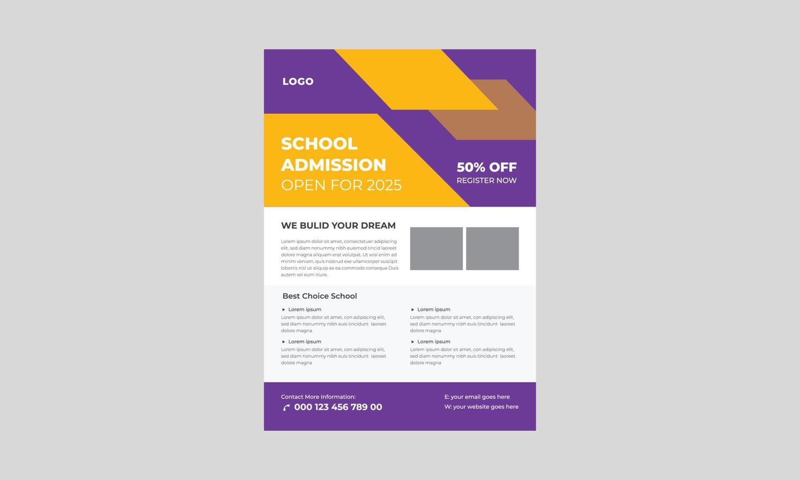 School admission flyer design, Back to school admission flyer, Junior School Admission Flyer, Kids back to school education admission flyer. vector