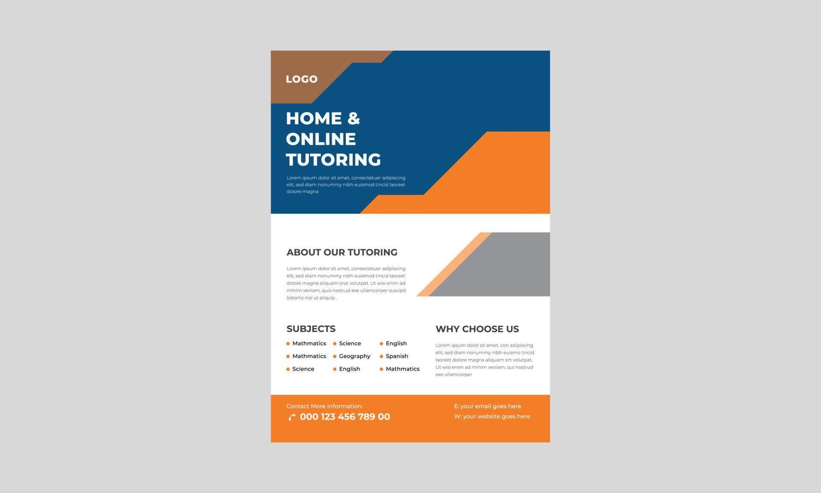 Online Study Classes Flyers, Online Tutors Flyer Template, Course Flyer Template, Education Flyer, Online Course Flyers and poster, Back to school. Education, Online learning. vector