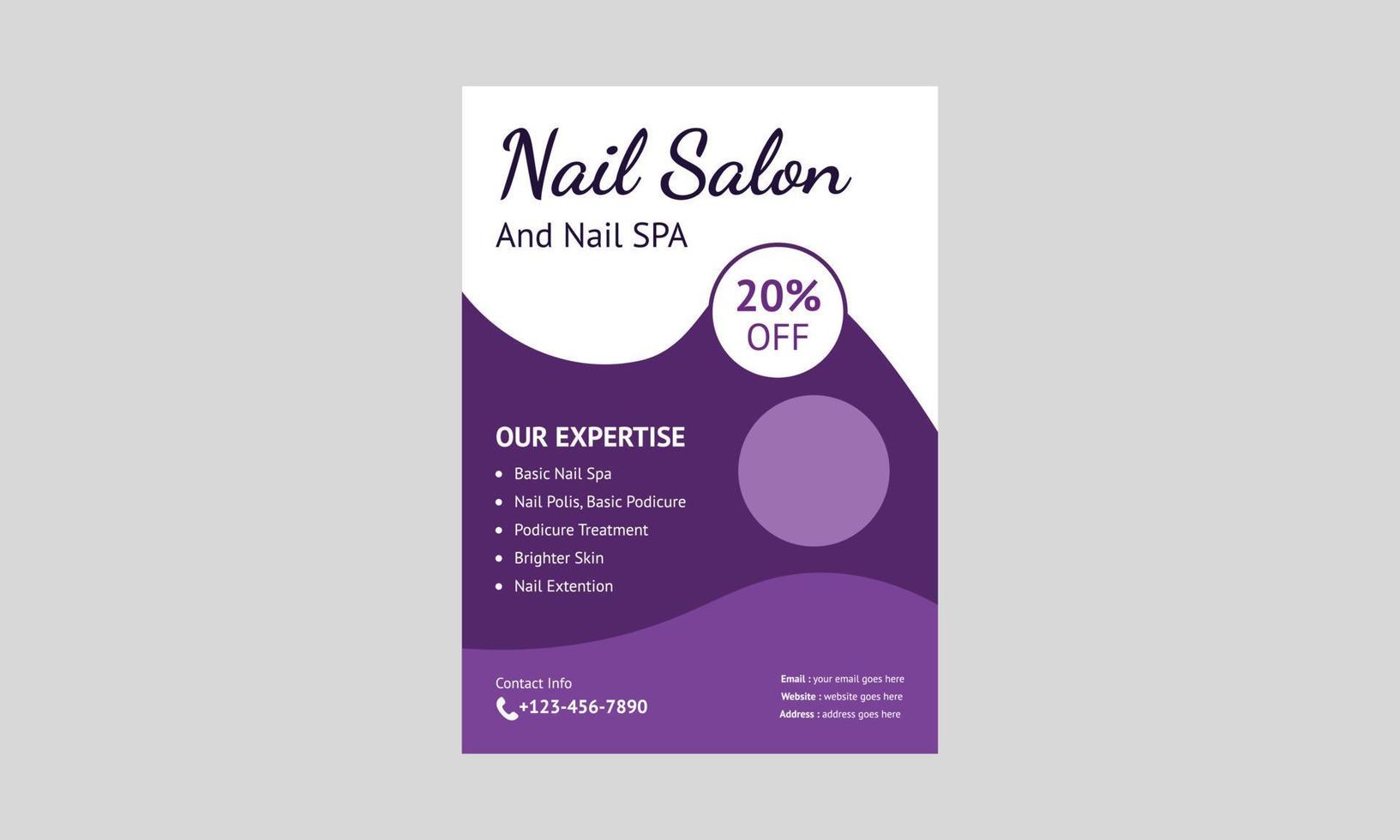 Nail Spa service flyer design template. Nail Salon service poster leaflet design. a4 template, brochure design, cover, flyer, poster, print-ready vector