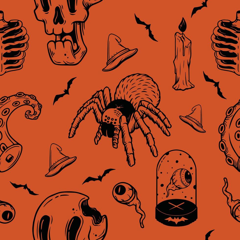 seamless pattern Halloween hand drawn illustration vector