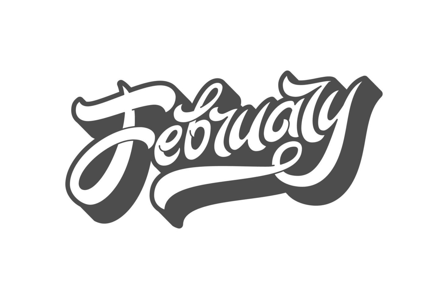 February lettering on white isolated background. Used for banners, calendars, posters, icons, labels. Vector brush calligraphy.