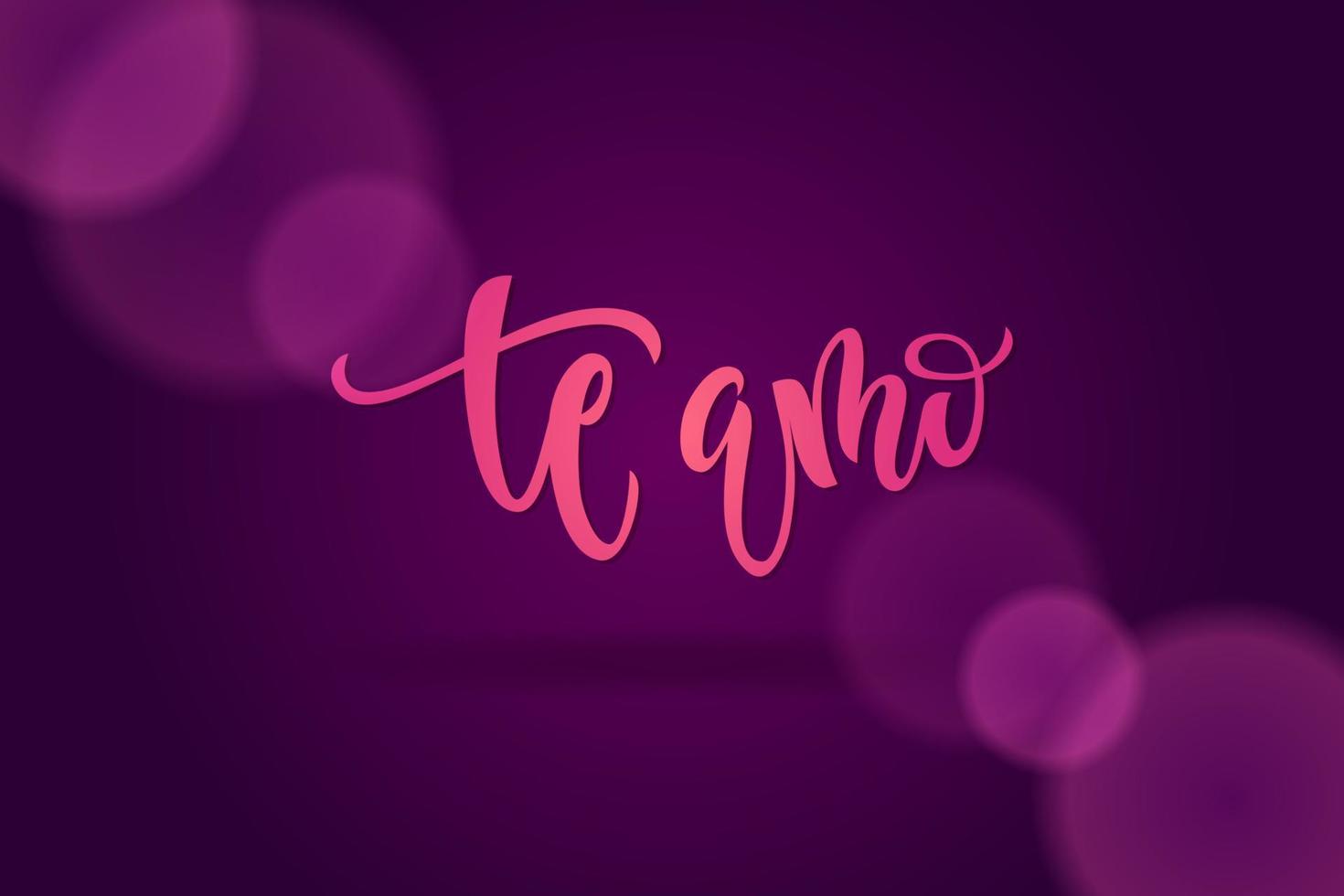 Quote I love you in Spanish. An inscription on a dark violet background for greeting cards, invitations and banners. Vector illustration with calligraphy.