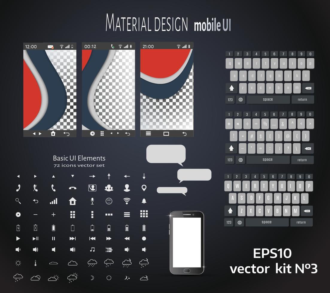 set of ui material design background vector