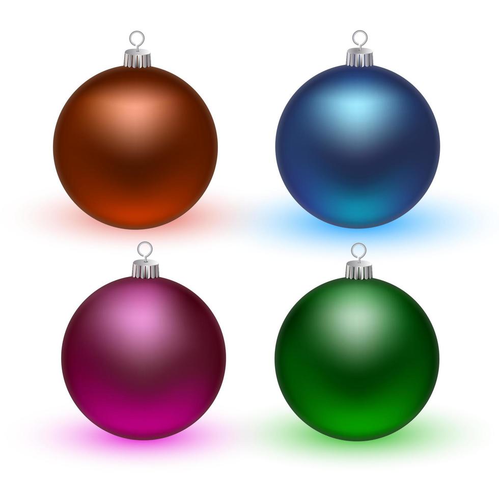 coloridas bolas navideñas. conjunto de decoraciones realistas aisladas vector