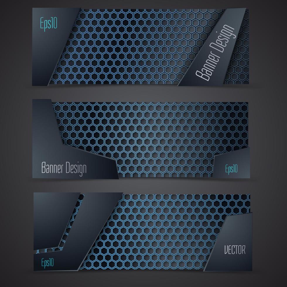 Vector modern banners set with carbone texture