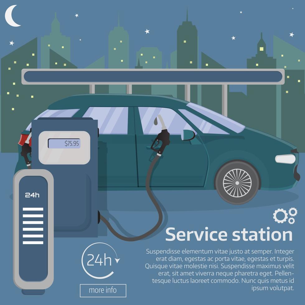 concepto de gasolinera de gasolina en orzuelo de diseño plano vector