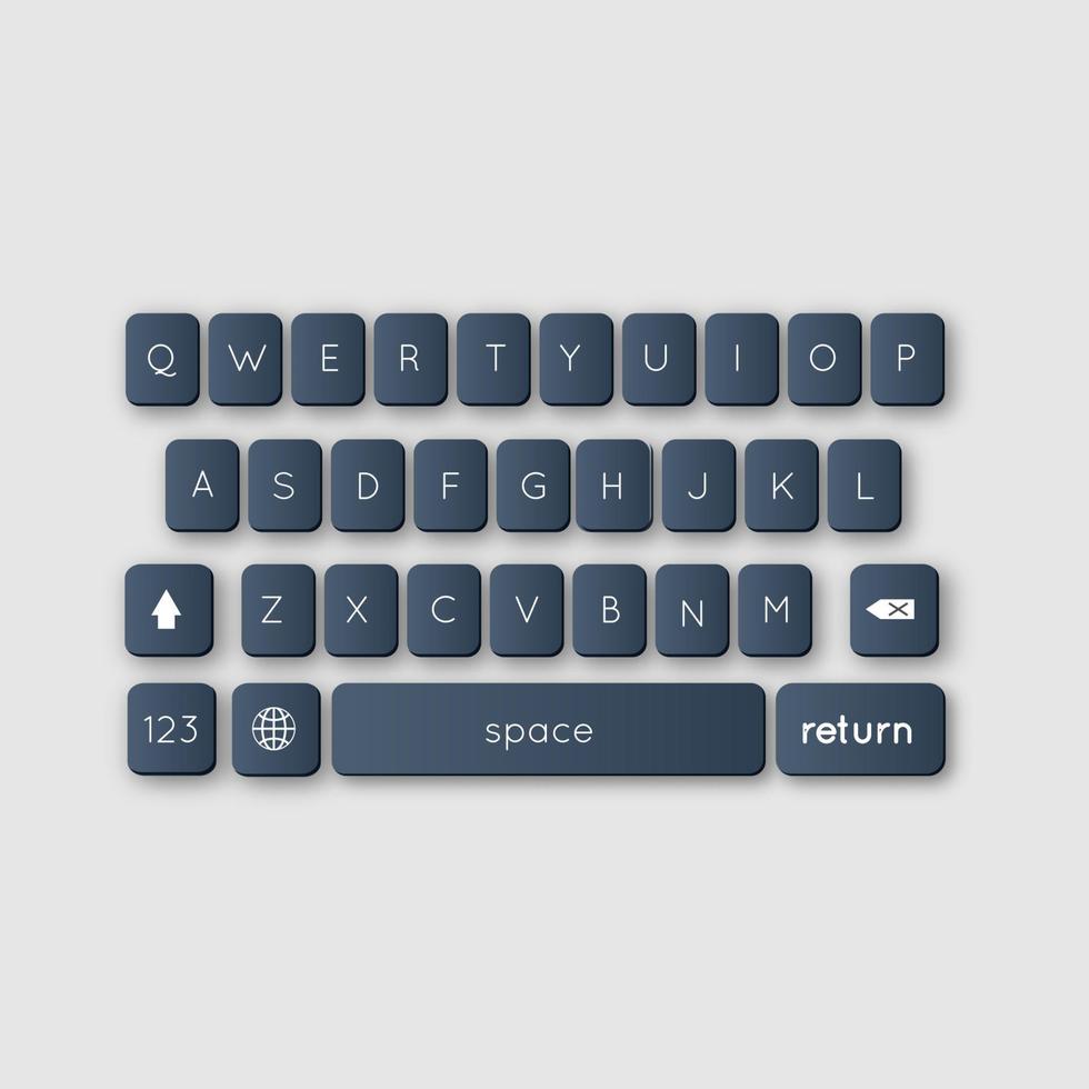vector modern keyboard of smartphone, alphabet buttons