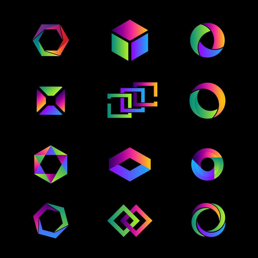 conjunto de vector de diseño de logotipo de empresa abstracta