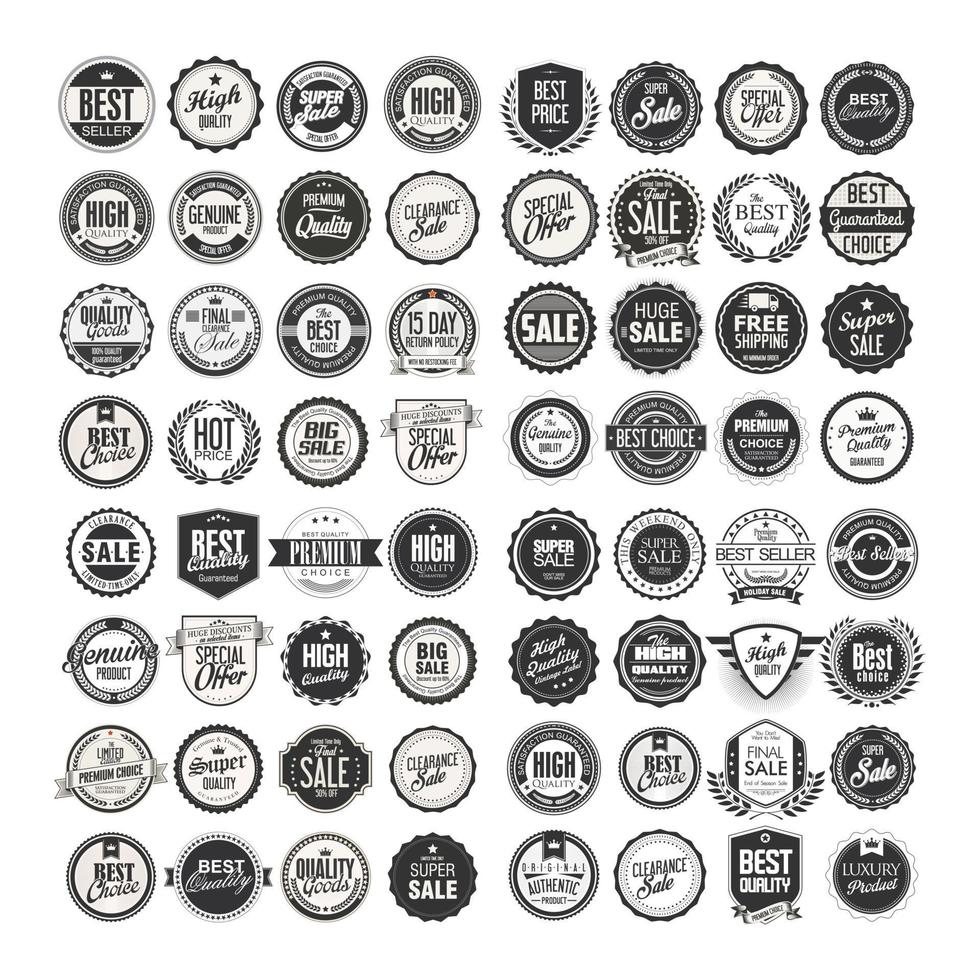 set of retro vintage badge ribbon ornament logo design vector template