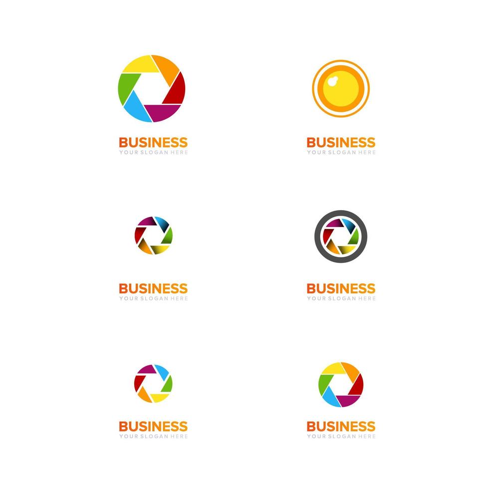 conjunto de vector de diseño de logotipo de empresa de cámara circular