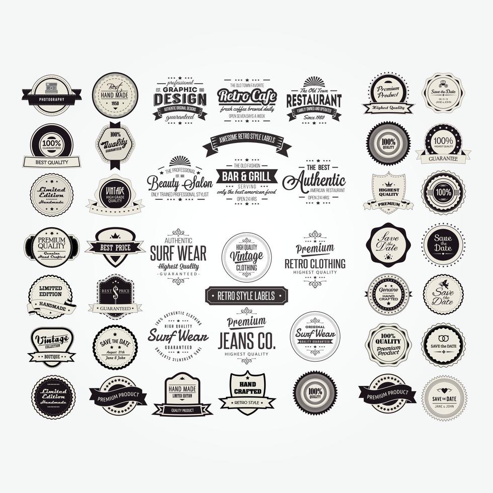 set of retro vintage badge logo design vector template