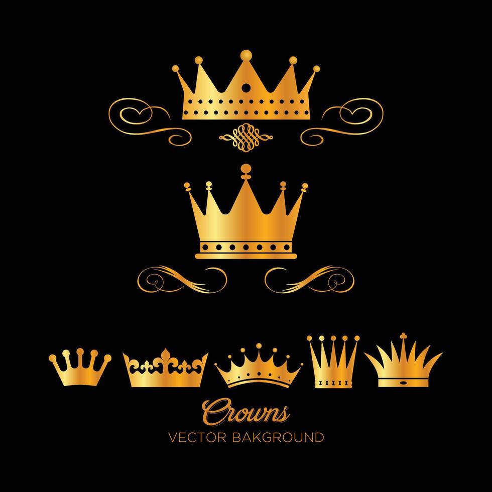 set of retro vintage premium crown logo design vector