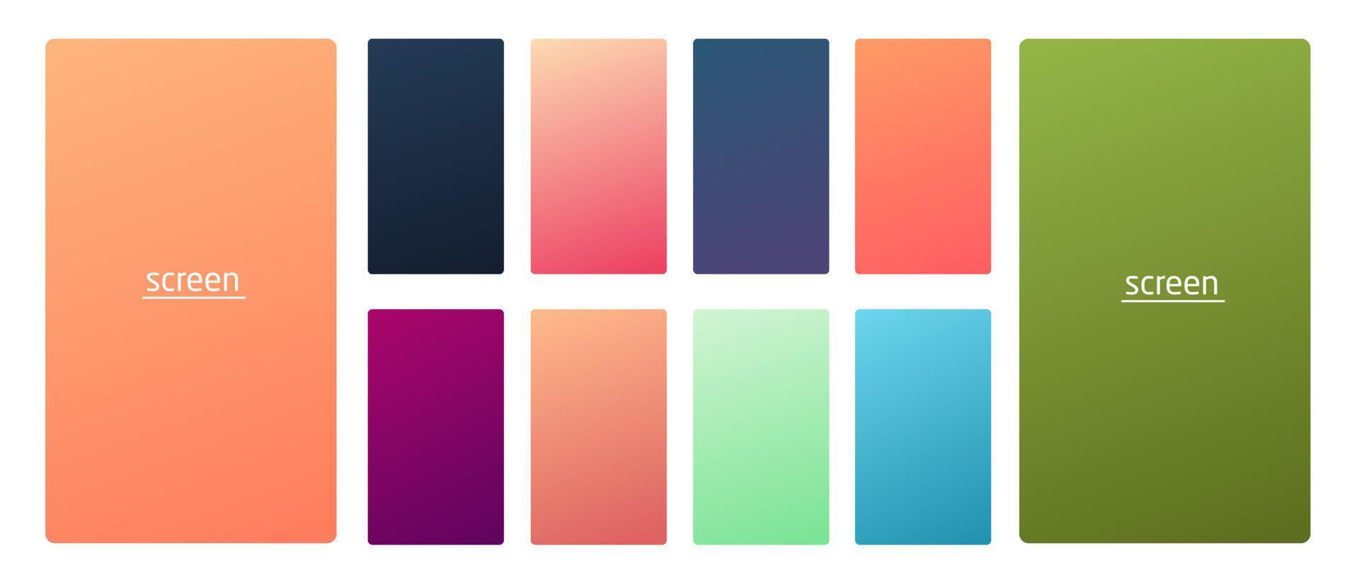 Vibrant and soft pastel gradient smooth color background set for devices, pc and modern smartphone screen soft pastel color backgrounds vector ux and ui design illustration.