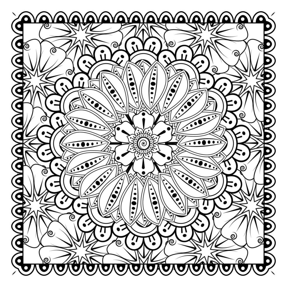 patrón circular en forma de mandala para henna, mehndi, tatuaje, decoración. adorno decorativo en estilo étnico oriental. página de libro para colorear. vector