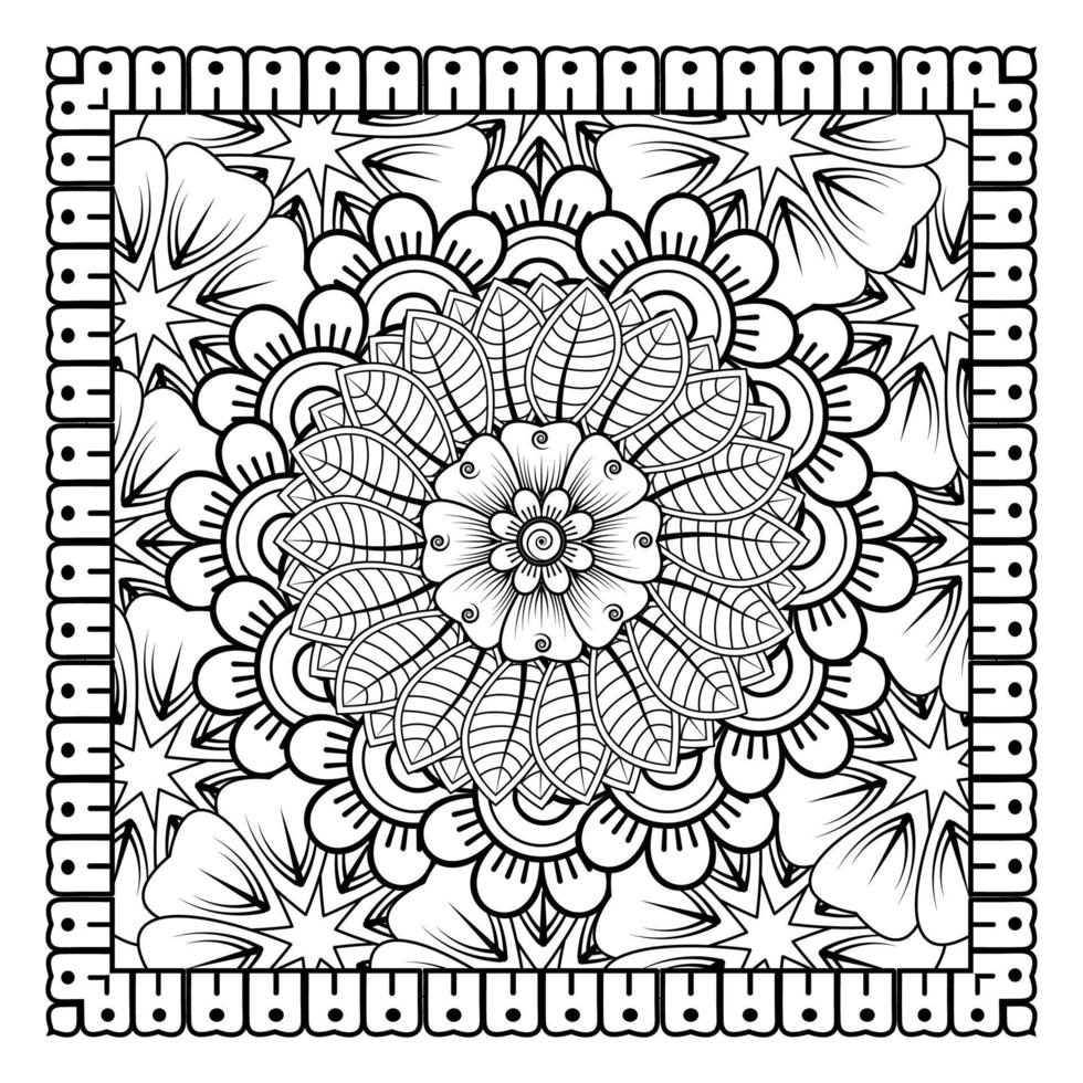 Circular pattern in form of mandala for Henna, Mehndi, tattoo, decoration. Decorative ornament in ethnic oriental style. Coloring book page. vector