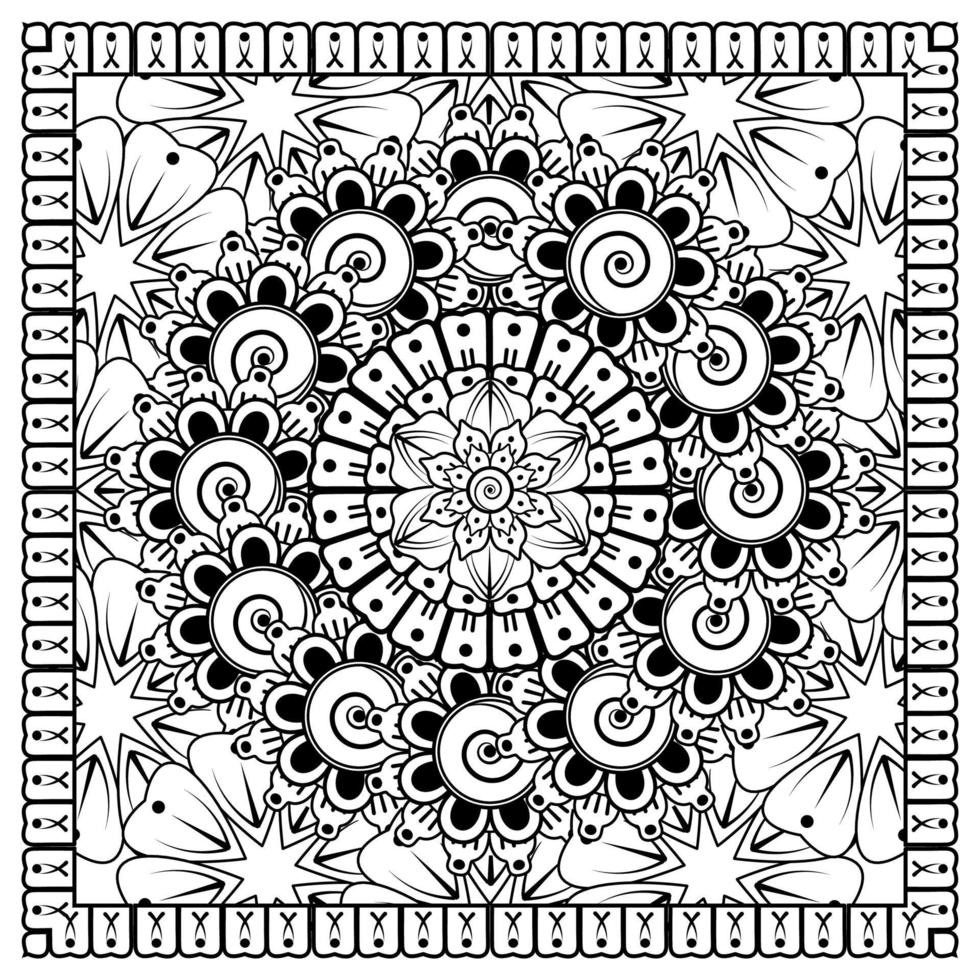 patrón circular en forma de mandala para henna, mehndi, tatuaje, decoración. adorno decorativo en estilo étnico oriental. página de libro para colorear. vector