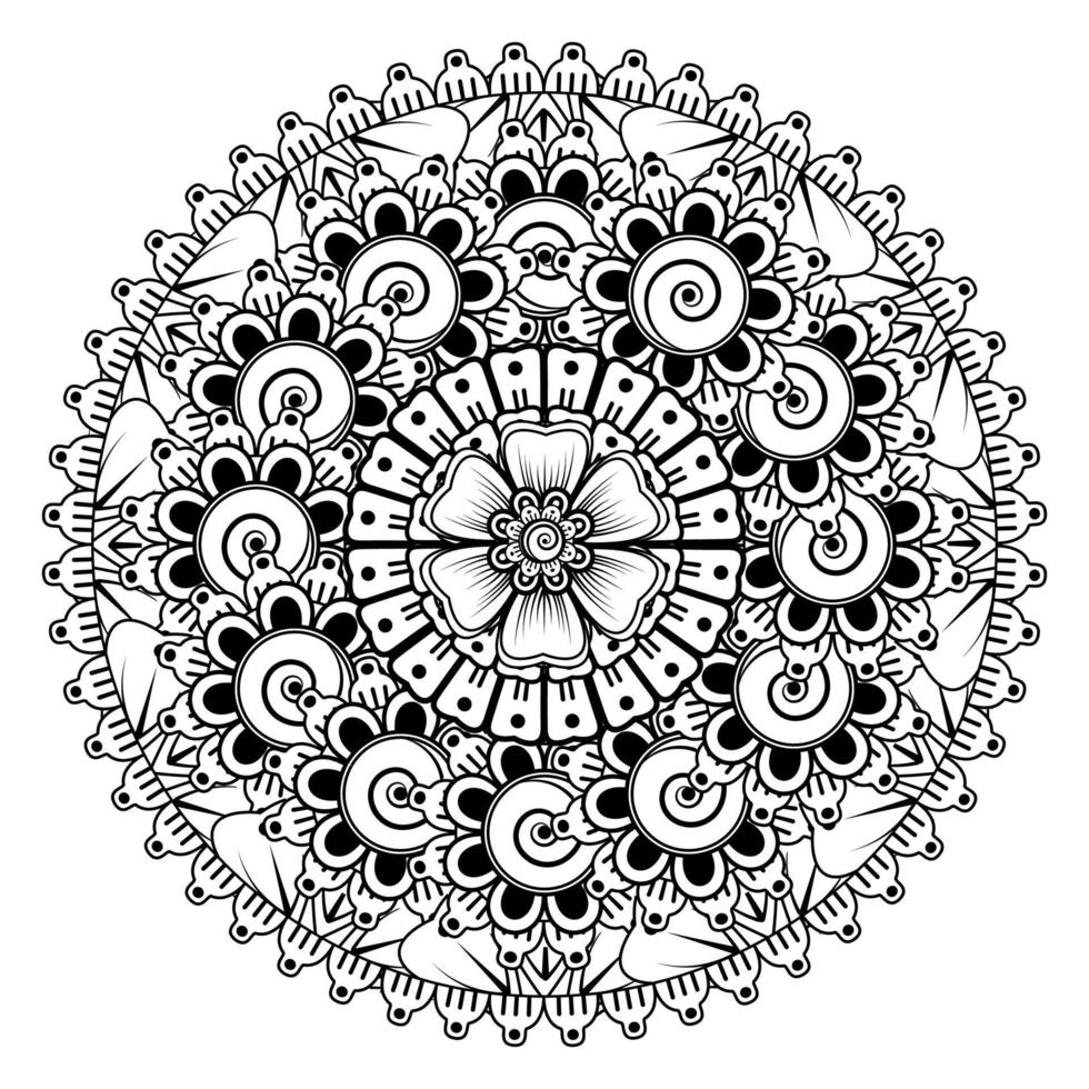 patrón circular en forma de mandala para henna, mehndi, tatuaje, decoración. adorno decorativo en estilo étnico oriental. página de libro para colorear. vector