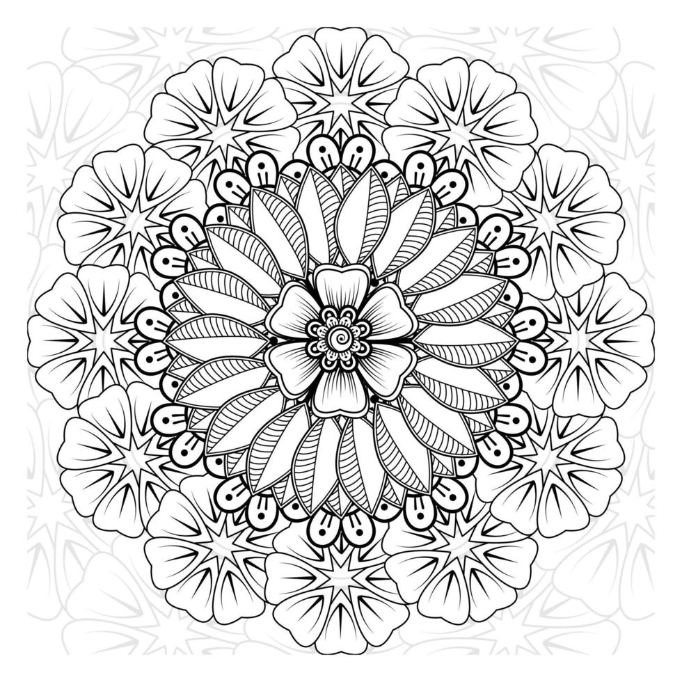 patrón circular en forma de mandala para henna, mehndi, tatuaje, decoración. adorno decorativo en estilo étnico oriental. página de libro para colorear. vector